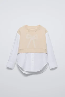 Niños ZARA 6 - 14 Años·Blusas / Camisas<CAMISA COMBINADA LAZO