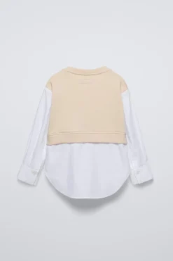 Niños ZARA 6 - 14 Años·Blusas / Camisas<CAMISA COMBINADA LAZO