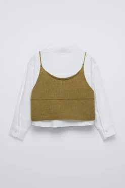 Niños ZARA 6 - 14 Años·Blusas / Camisas<CAMISA COMBINADA TOP PUNTO