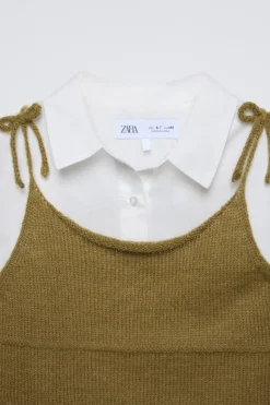 Niños ZARA 6 - 14 Años·Blusas / Camisas<CAMISA COMBINADA TOP PUNTO