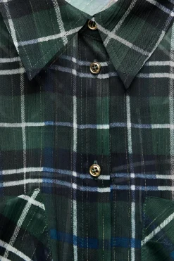 Discount CAMISA CORTA CUADROS HILO METALIZADO Mujer Camisas / Blusas