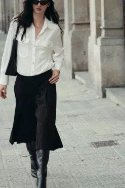 Clearance CAMISA CREPE APLIQUE HOMBRO Mujer Camisas / Blusas