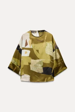 New CAMISA CREPE ESTAMPADA Mujer Tops / Bodies|Camisas / Blusas