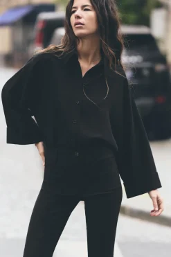 Online CAMISA CREPE MANGA VUELTA Mujer Camisas / Blusas