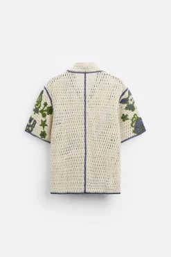 Clearance CAMISA CROCHET BORDADOS CONTRASTE Hombre Camisas