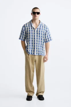 Fashion CAMISA CROCHET GEOMÉTRICO Hombre Camisas