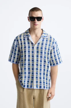 Fashion CAMISA CROCHET GEOMÉTRICO Hombre Camisas