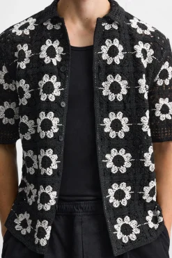 Hot CAMISA CROCHET GEOMÉTRICO Hombre Camisas