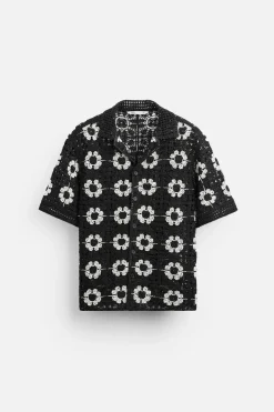 Hot CAMISA CROCHET GEOMÉTRICO Hombre Camisas