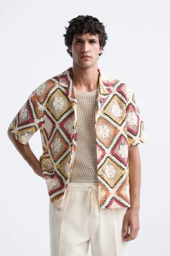 Sale CAMISA CROCHET GEOMÉTRICO Hombre Camisas