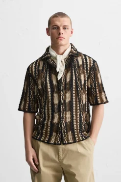 Sale CAMISA CROCHET GEOMÉTRICO Hombre Camisas