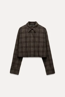 Discount CAMISA CROP CUADROS Mujer Camisas / Blusas