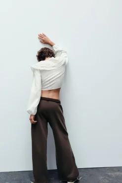 Online CAMISA CROP CUELLO BOBO Mujer Camisas / Blusas