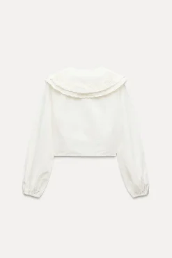 Online CAMISA CROP CUELLO BOBO Mujer Camisas / Blusas