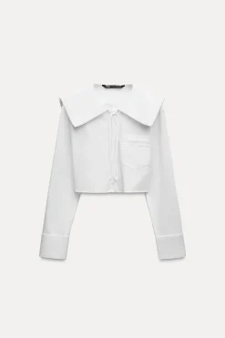 Outlet CAMISA CROP CUELLO BOBO Mujer Camisas / Blusas