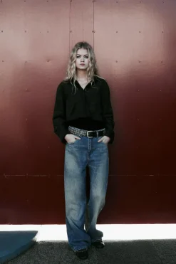 Clearance CAMISA CROP EFECTO ANTE Mujer Camisas / Blusas