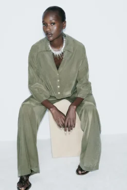 Hot CAMISA CROP FLUIDA Mujer Camisas / Blusas