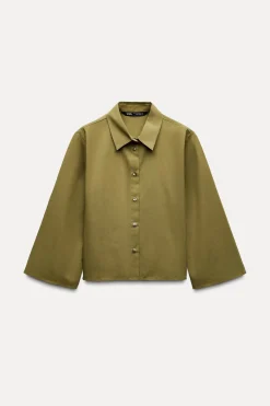 Online CAMISA CROP MANGA CODO Mujer Camisas / Blusas