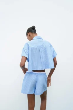 Online CAMISA CROP POPELÍN Mujer Camisas / Blusas