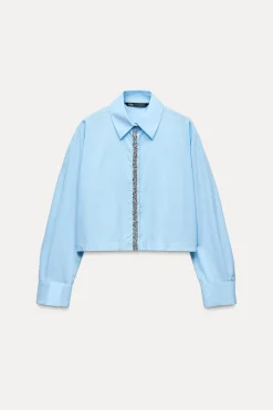 Hot CAMISA CROP POPELÍN JOYAS Mujer Camisas / Blusas