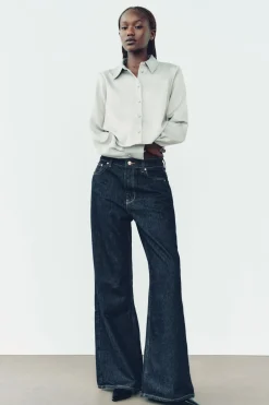 Online CAMISA CROP SATINADA Mujer Camisas / Blusas