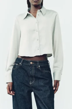 Online CAMISA CROP SATINADA Mujer Camisas / Blusas