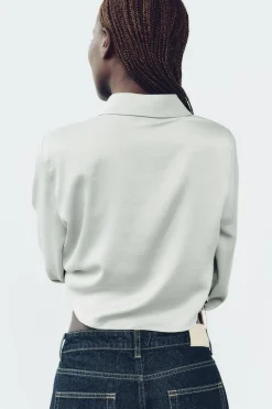 Online CAMISA CROP SATINADA Mujer Camisas / Blusas