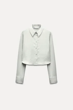 Online CAMISA CROP SATINADA Mujer Camisas / Blusas