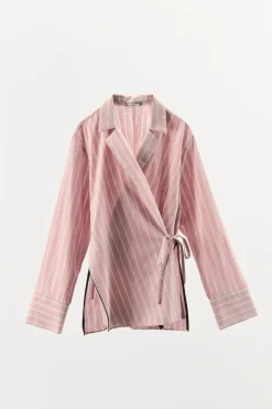 Fashion CAMISA CRUZADA RAYAS VIVO CONTRASTE Mujer Camisas / Blusas