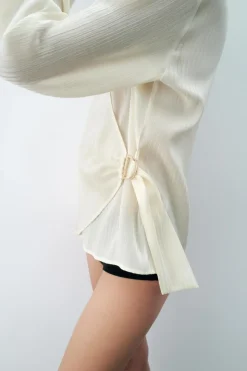 Online CAMISA CRUZADA TEJIDO BRILLO Mujer Camisas / Blusas