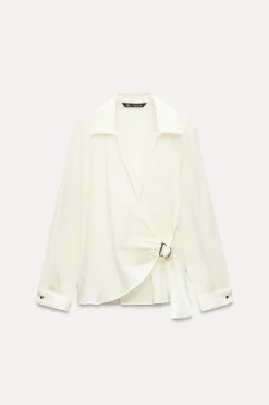 Online CAMISA CRUZADA TEJIDO BRILLO Mujer Camisas / Blusas