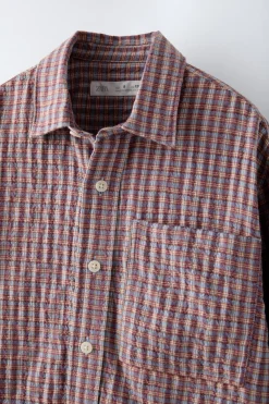 Niños ZARA 6 - 14 Años·Camisas / Sobrecamisas<CAMISA CUADRADITOS SEERSUCKER