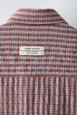 Niños ZARA 6 - 14 Años·Camisas / Sobrecamisas<CAMISA CUADRADITOS SEERSUCKER