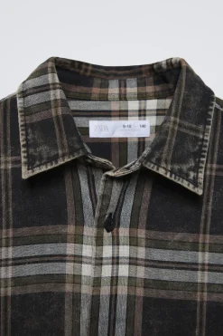 Niños ZARA 6 - 14 Años·Camisas / Sobrecamisas<CAMISA CUADROS ACID WASHED