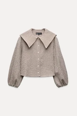 New CAMISA CUADROS CUELLO BOBO Mujer Camisas / Blusas