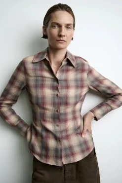 Online CAMISA CUADROS HOMBRERAS ZW COLLECTION Mujer Camisas / Blusas