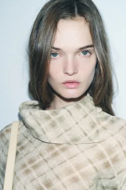 Online CAMISA CUADROS MEZCLA LINO ZW COLLECTION Mujer Camisas / Blusas