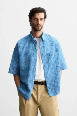 Hot CAMISA CUADROS TEXTURA Hombre Camisas