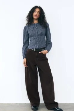 Best CAMISA CUELLO BOBO CUADROS VICHY Mujer Camisas / Blusas