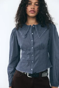 Best CAMISA CUELLO BOBO CUADROS VICHY Mujer Camisas / Blusas