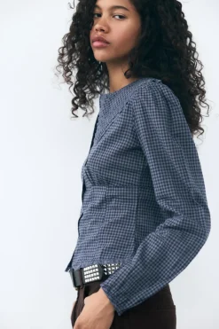 Best CAMISA CUELLO BOBO CUADROS VICHY Mujer Camisas / Blusas