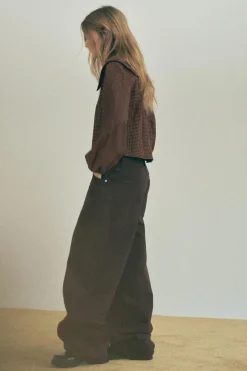 Fashion CAMISA CUELLO BOBO CUADROS Mujer Camisas / Blusas