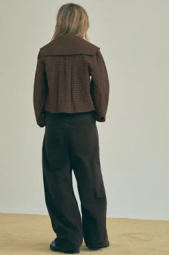 Fashion CAMISA CUELLO BOBO CUADROS Mujer Camisas / Blusas