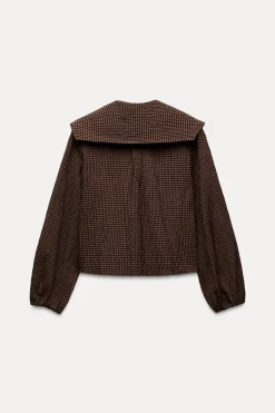 Fashion CAMISA CUELLO BOBO CUADROS Mujer Camisas / Blusas