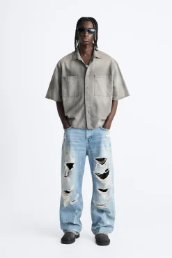 Hot CAMISA DENIM ACID WASH Hombre Camisas