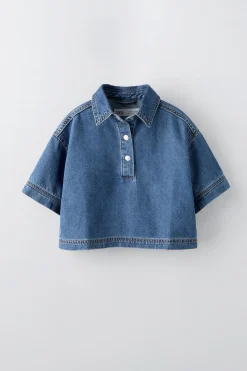 Niños ZARA 6 - 14 Años·Blusas / Camisas|6 - 14 Años·Total Look<CAMISA DENIM CROPPED