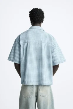 New CAMISA DENIM CUADROS Hombre Camisas