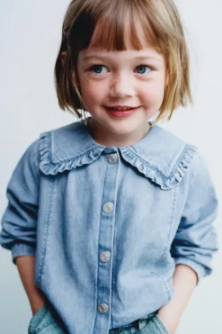 Niños ZARA 1½ - 6 Años·Camisas|1½ - 6 Años·Jeans / Denim<CAMISA DENIM CUELLO