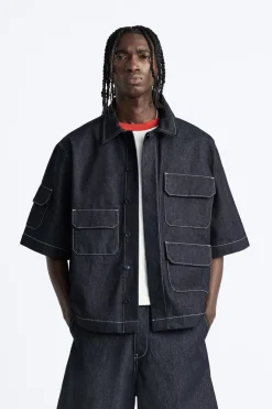 Online CAMISA DENIM OVERSIZE BOLSILLOS Hombre Camisas