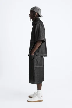 Discount CAMISA DENIM PESPUNTES CONTRASTE Hombre Camisas